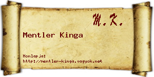 Mentler Kinga névjegykártya